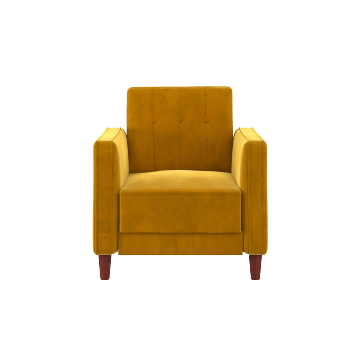 Stylish Chair with Vertical Stitching and Tufting -  Mustard