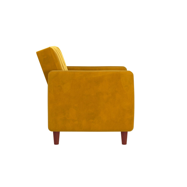 Pin Tufted Chair with Vertical Stitching and Arms -  Mustard