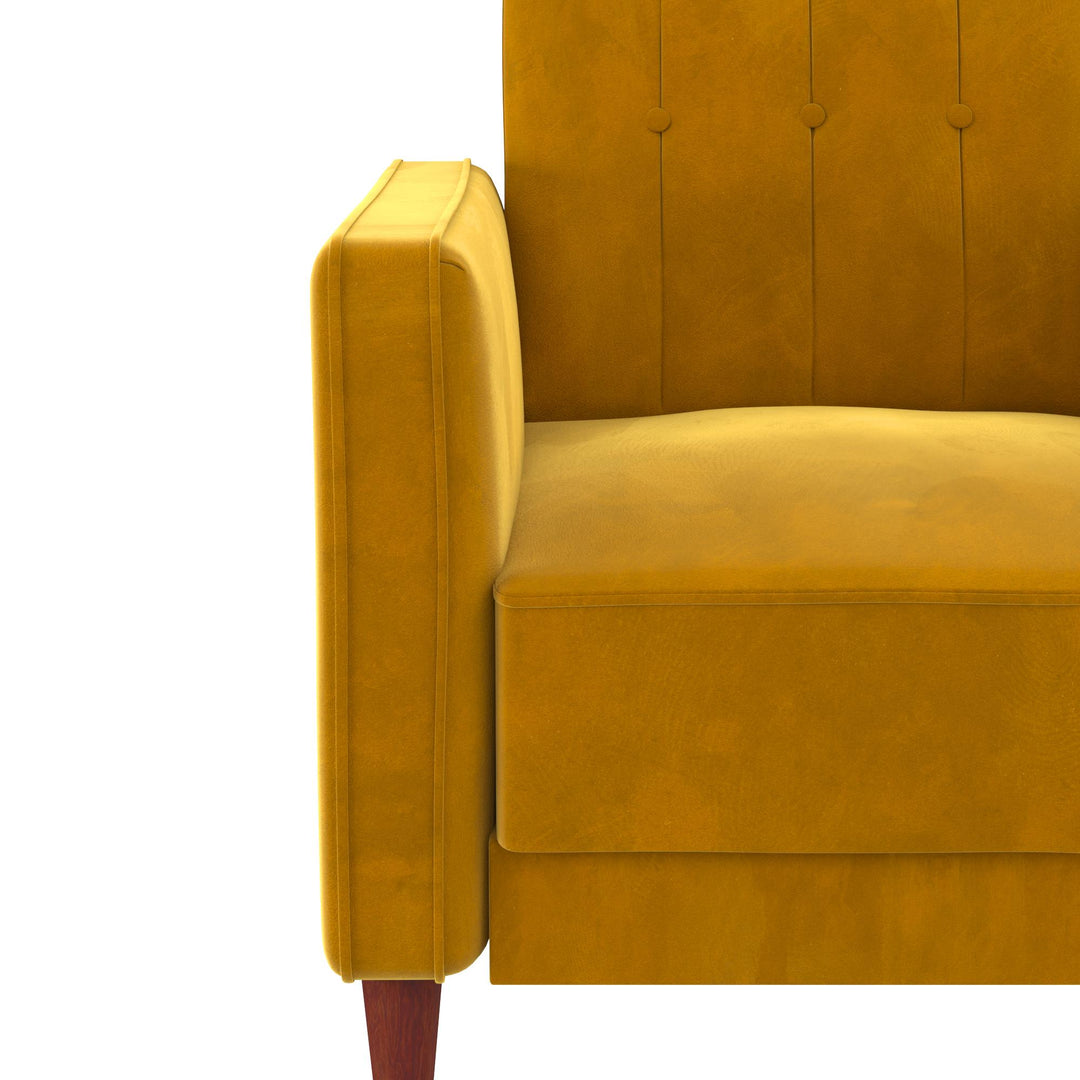 Stylish Accent Chair with Wide-Track Arms and Stitching -  Mustard