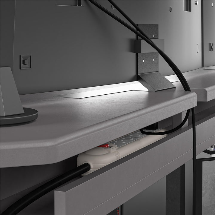 Modern Quest Curved Gaming Desk -  Gray