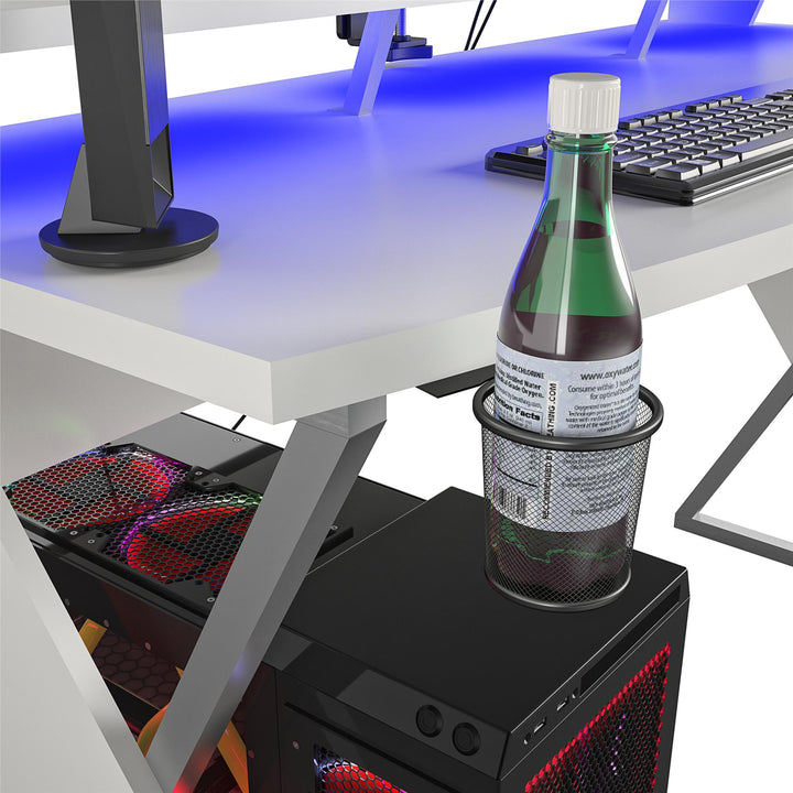 Xtreme Gaming Desk with Riser and LED Lights - White