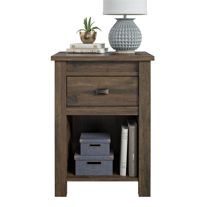 Farmington Farmhouse Nightstand with Drawer -  Rustic