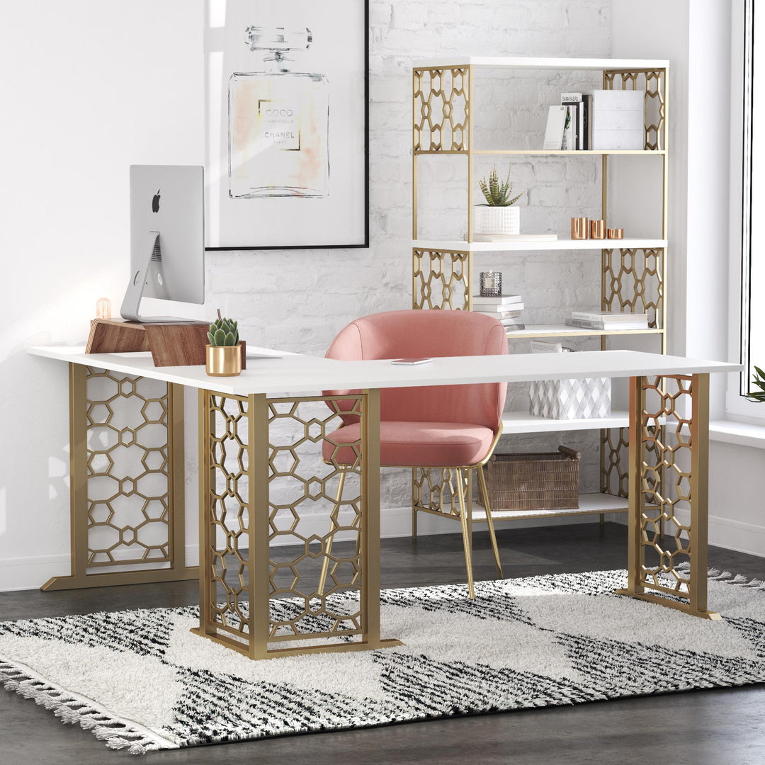 Modern L Shaped Desk -  White