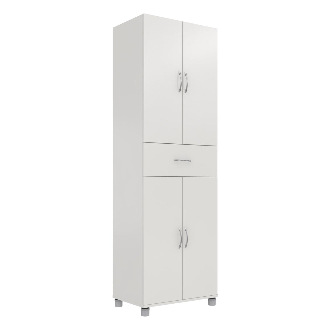 Adjustable shelved closed storage cabinet - White