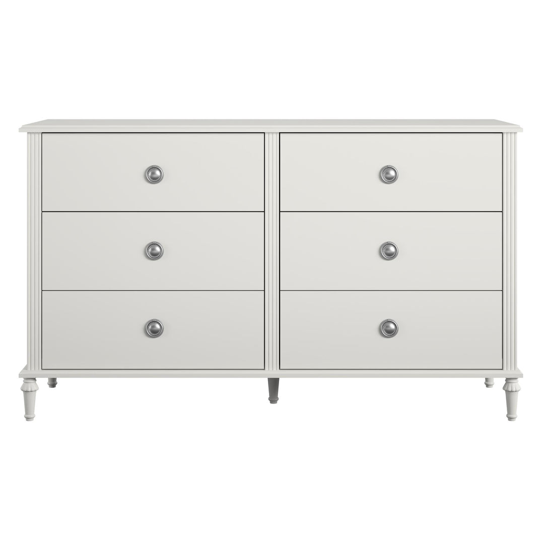 Rowan Valley Arden 6 Drawer Dresser with Silver Ring Drawer Pulls - White