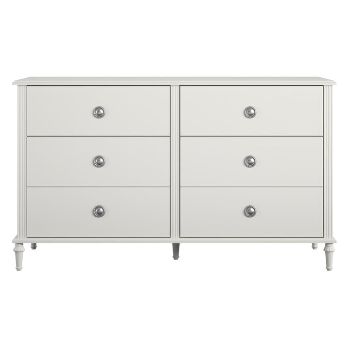 Rowan Valley Arden 6 Drawer Dresser with Silver Ring Drawer Pulls - White