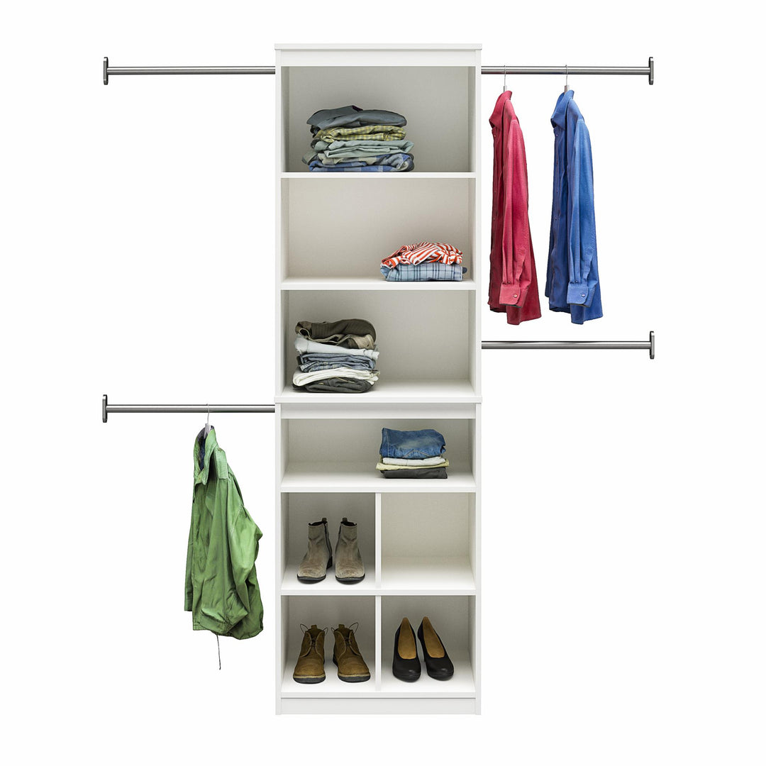 closet tower with clothing rods - White