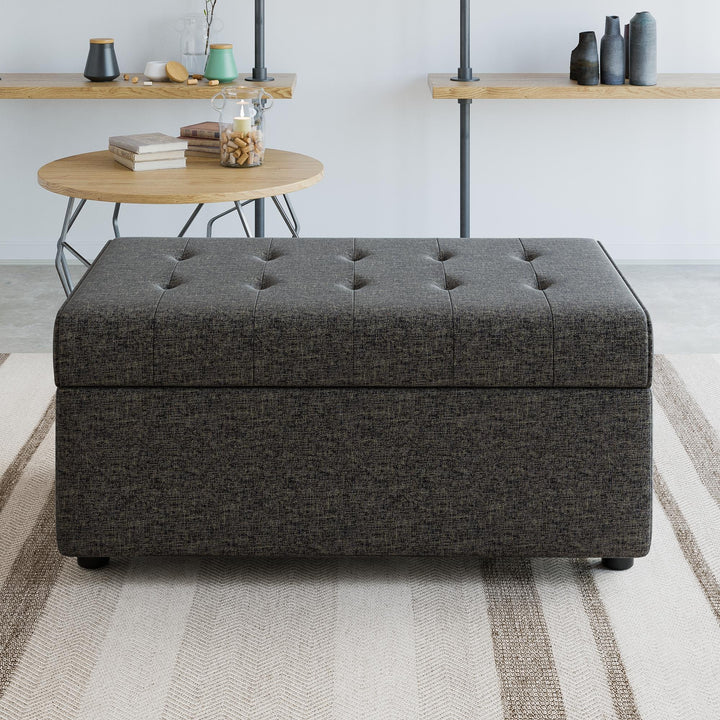 Cushioned top ottoman - Grey Linen