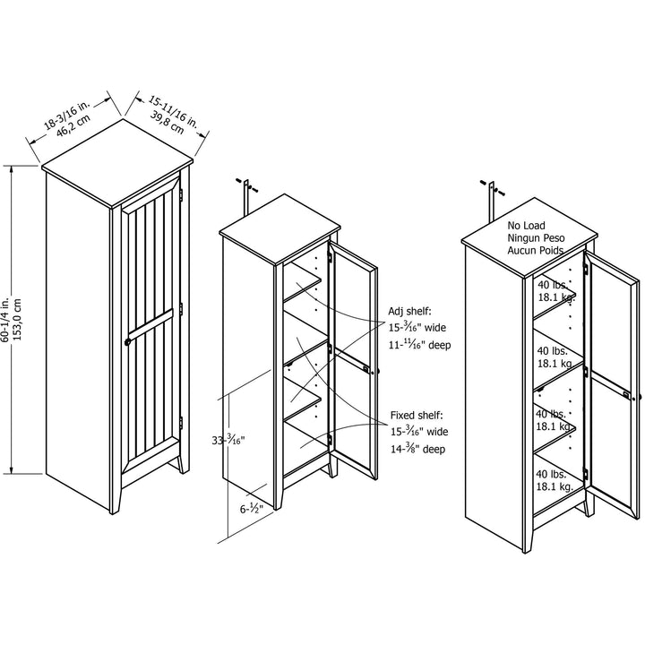 60 Inch Single Door Storage Pantry -  Old Fashion Pine