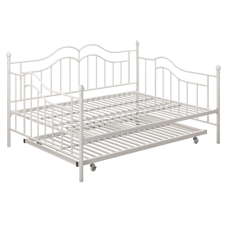 Tokyo Metal Daybed and Trundle Set with Metal Slats - White - Full