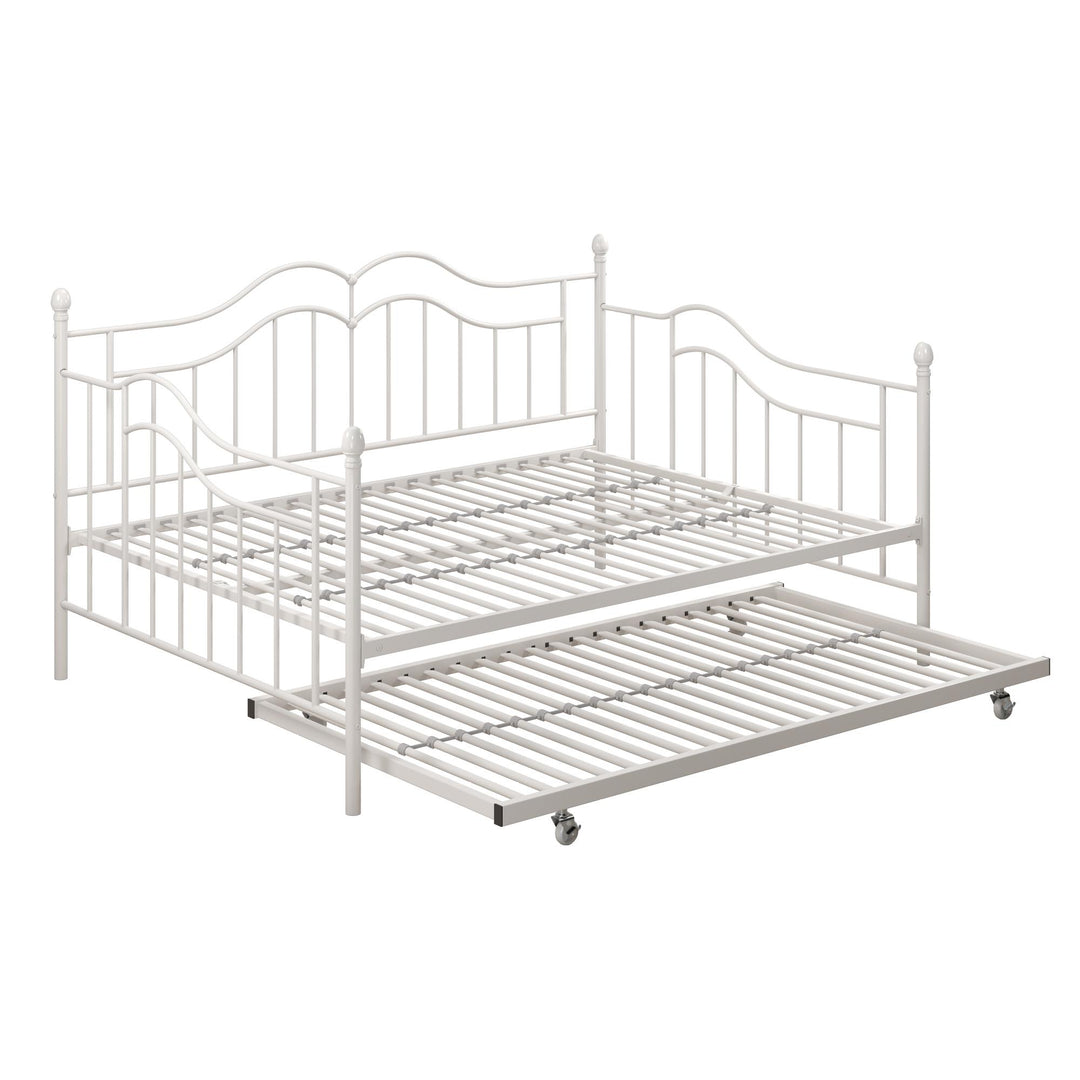 Tokyo Metal Daybed and Trundle Set with Metal Slats - White - Full