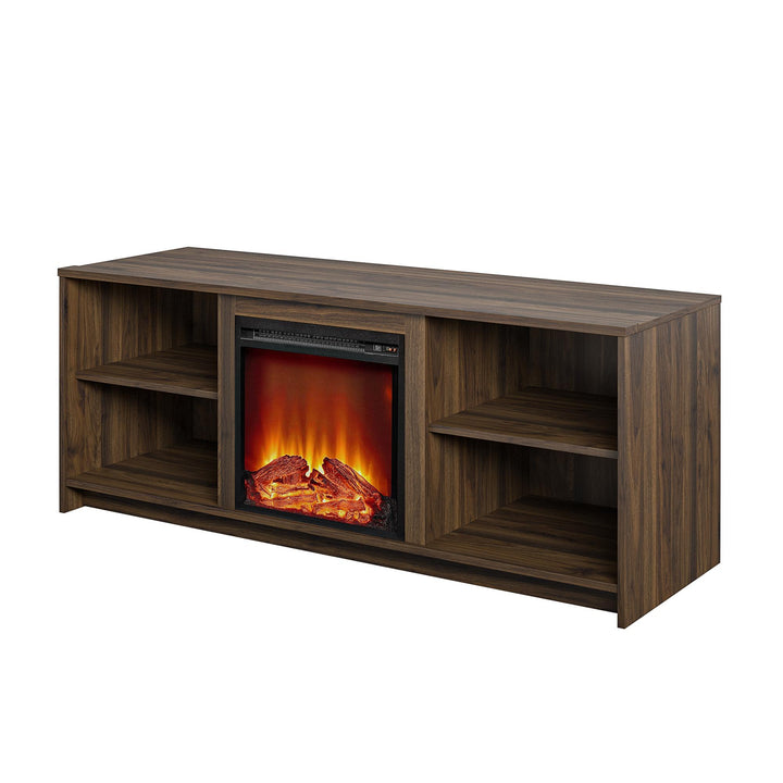 tv stand with long fireplace - Florence Walnut