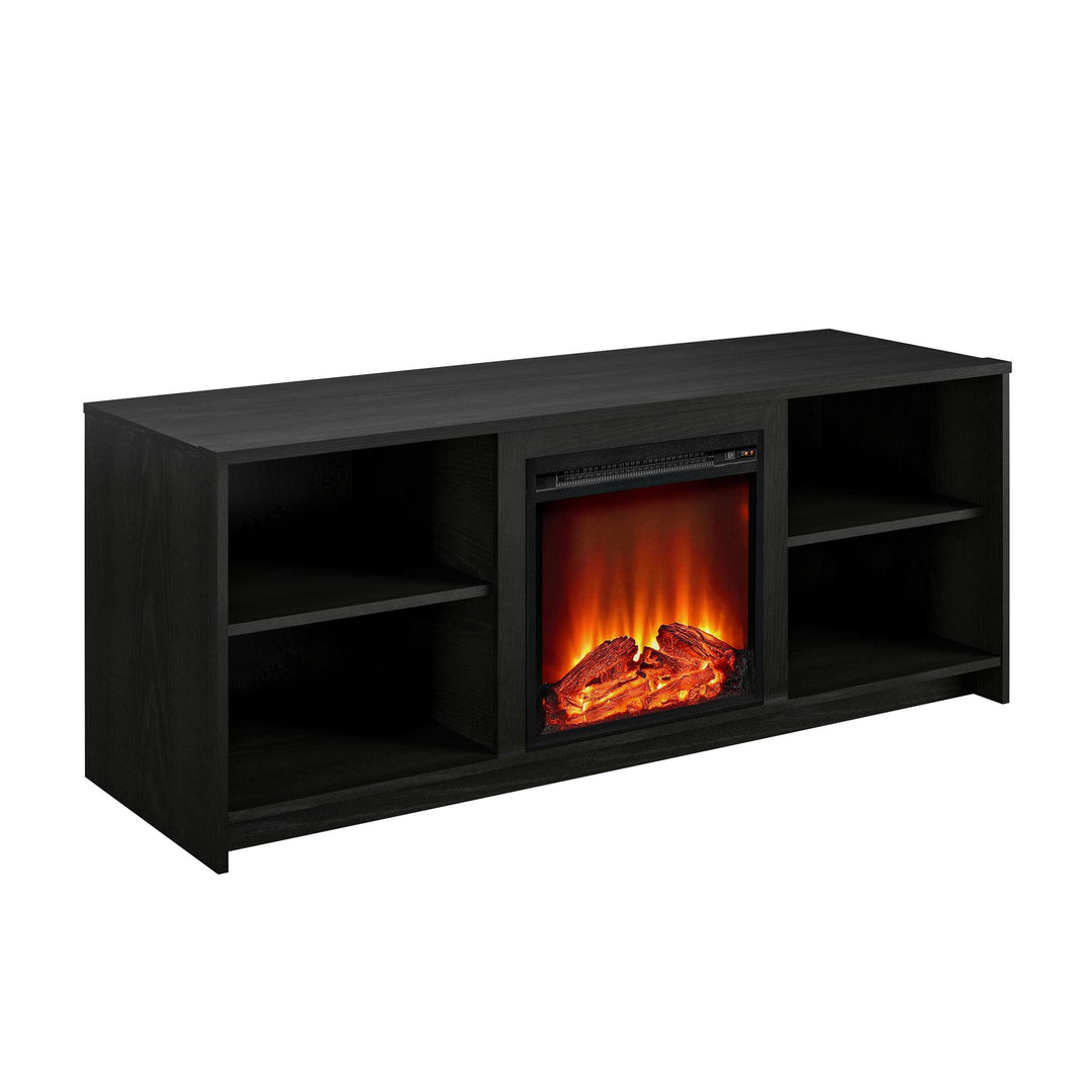 tv stand with long fireplace - Black Oak