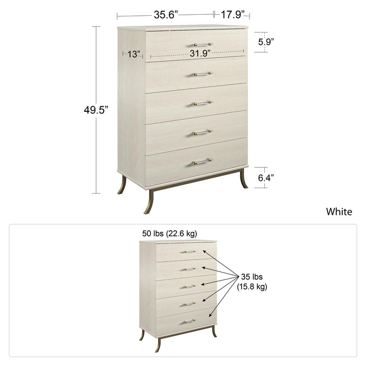 Clementine 5 Drawer Dresser Monarch Hill -  Ivory Oak