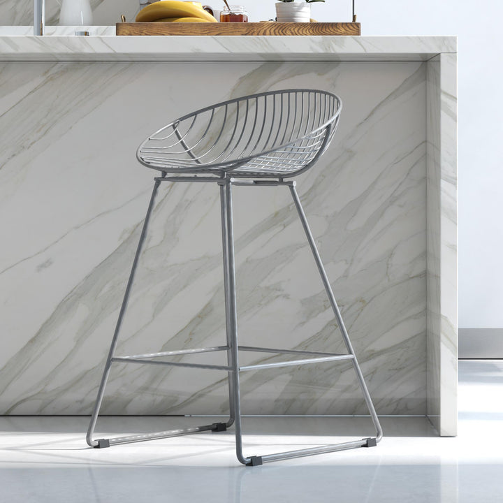 Comfortable wire counter stool -  Gray