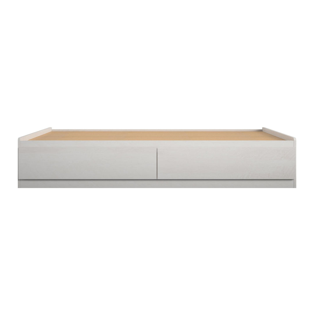 Platform Bed with 2 Large Storage Drawers and No Box Spring Required - Ivory Oak - Twin