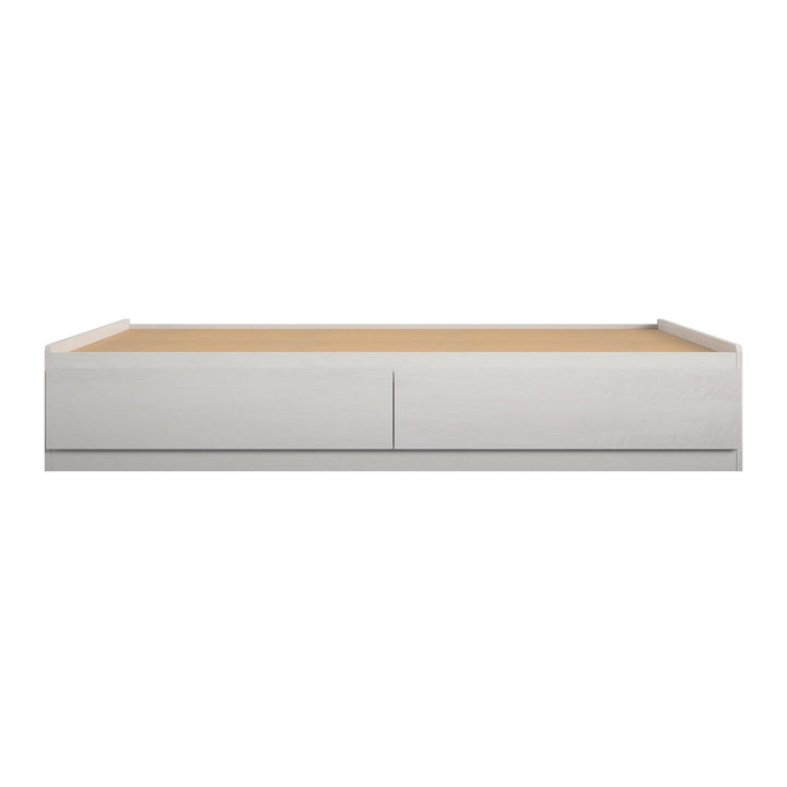 Platform Bed with 2 Large Storage Drawers and No Box Spring Required - Ivory Oak - Twin
