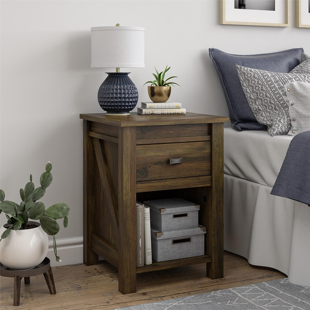 Farmington Rustic Farmhouse Nightstand -  Rustic