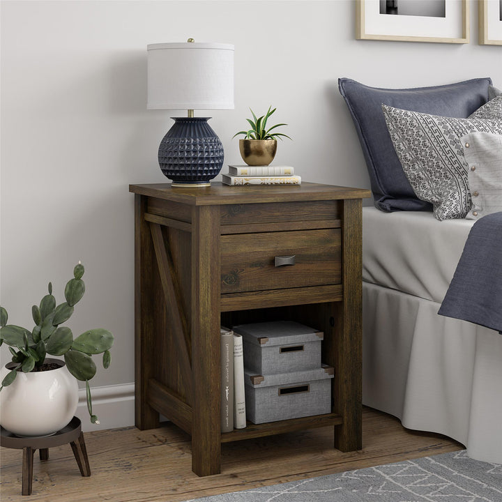 Farmington Rustic Farmhouse Nightstand -  Rustic