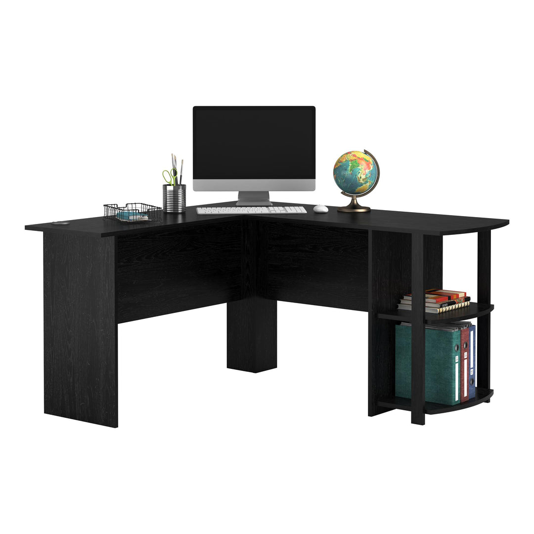 desk with bookshelves on each side - Black Oak