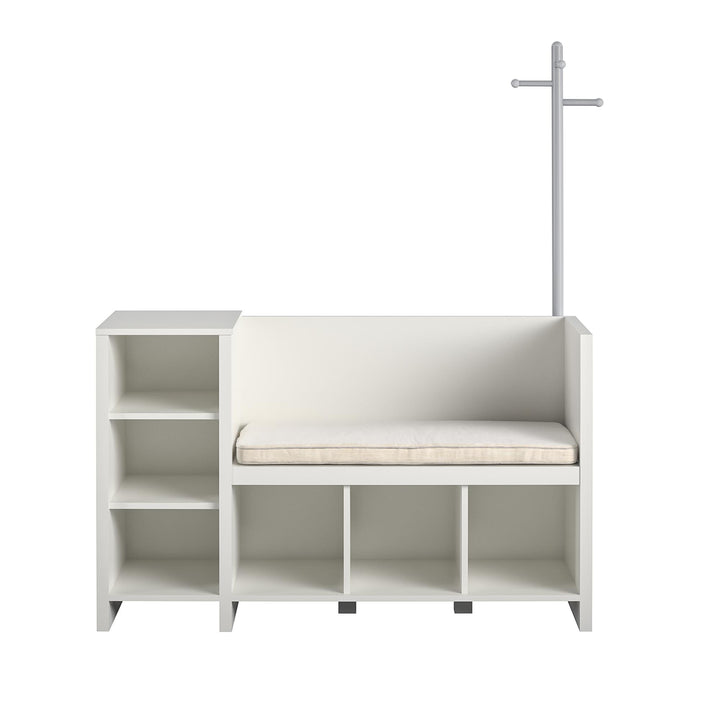 bench with storage and hanging hooks  - White