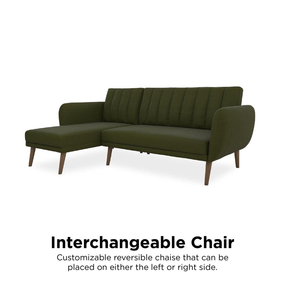 Stylish and Functional Brittany Sectional Futon Sofa -  Green