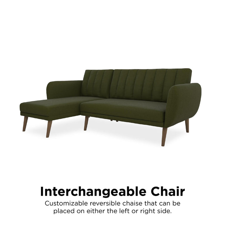 Stylish and Functional Brittany Sectional Futon Sofa -  Green
