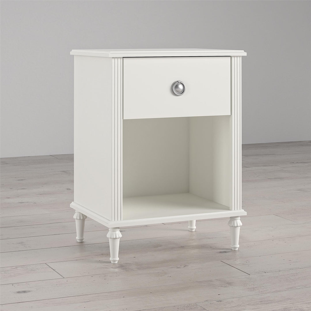 1 Drawer Nightstand with Open Cubby -  White