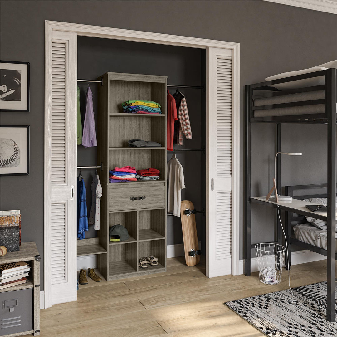 Nova adjustable kids’ closet system - Gray Oak