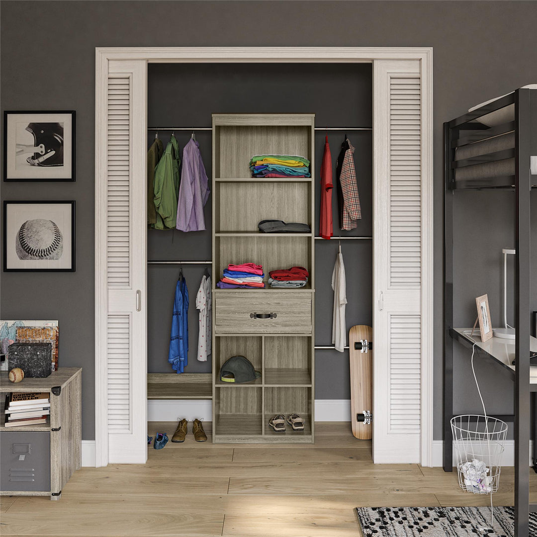 Grow with me kids’ wardrobe organizer - Gray Oak