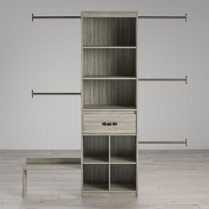Adjustable closet organizer for children - Gray Oak