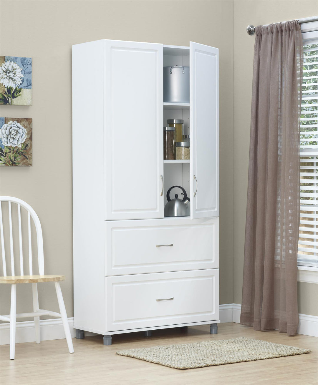 Kendall 36" Multipurpose Storage Cabinet with 5 Shelves - White