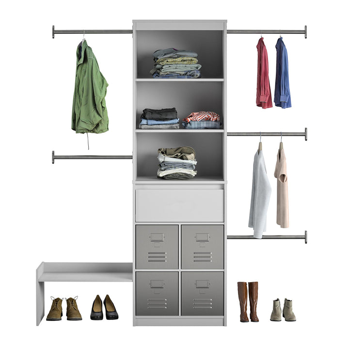 Versatile closet organizer system for kids -  Dove Gray
