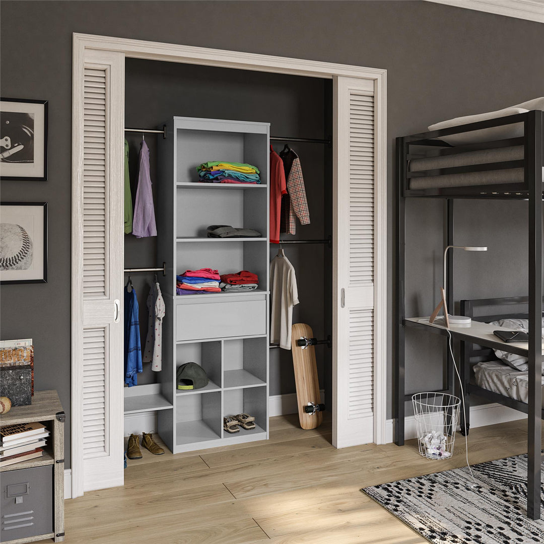 Adjustable kids closet organizer system -  Dove Gray