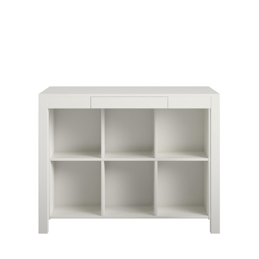 Parsons Computer Desk with Drawer and 6 Compartments  -  White
