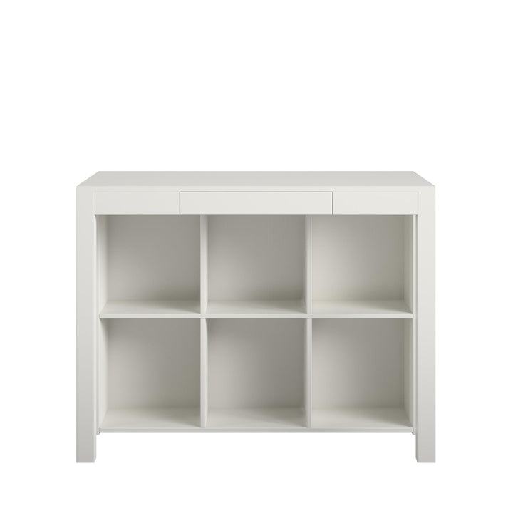 Parsons Computer Desk with Drawer and 6 Compartments  -  White