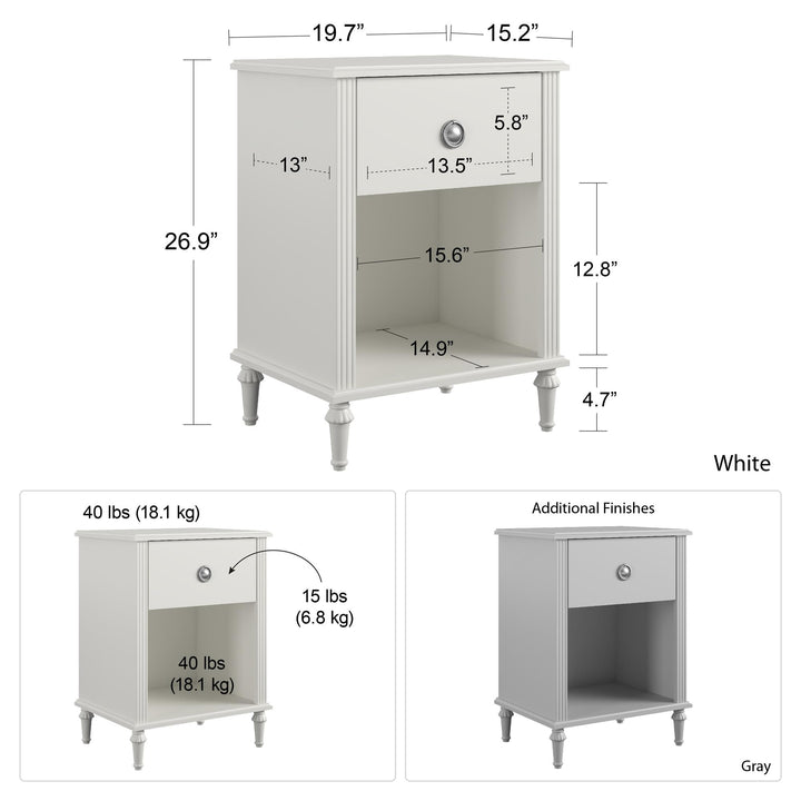 Rowan Valley 1 Drawer Kids’ Nightstand -  White