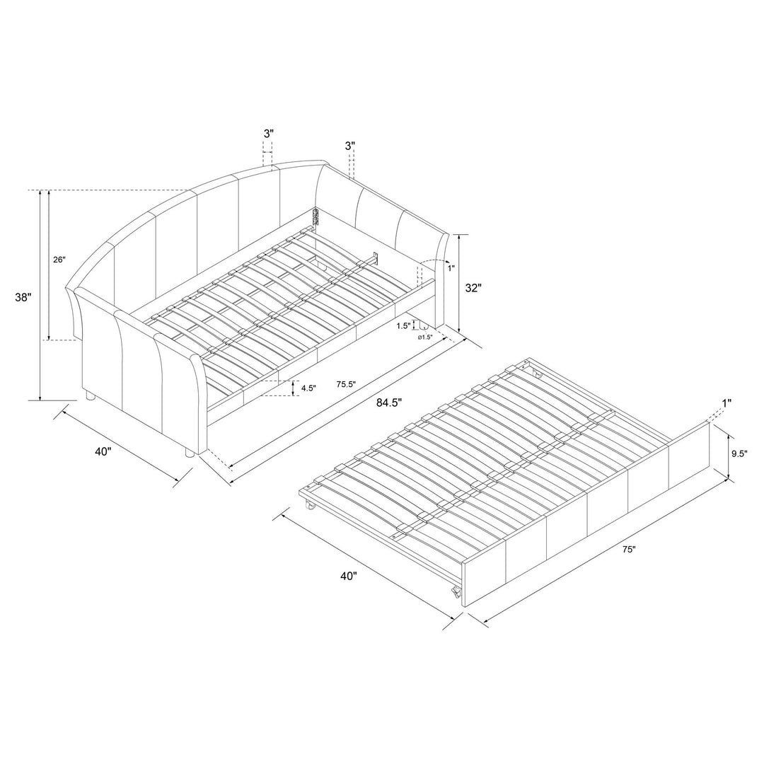 Best Halle Upholstered Daybed and Trundle -  Gray  -  Twin