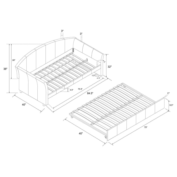 Best Halle Upholstered Daybed and Trundle -  Gray  -  Twin