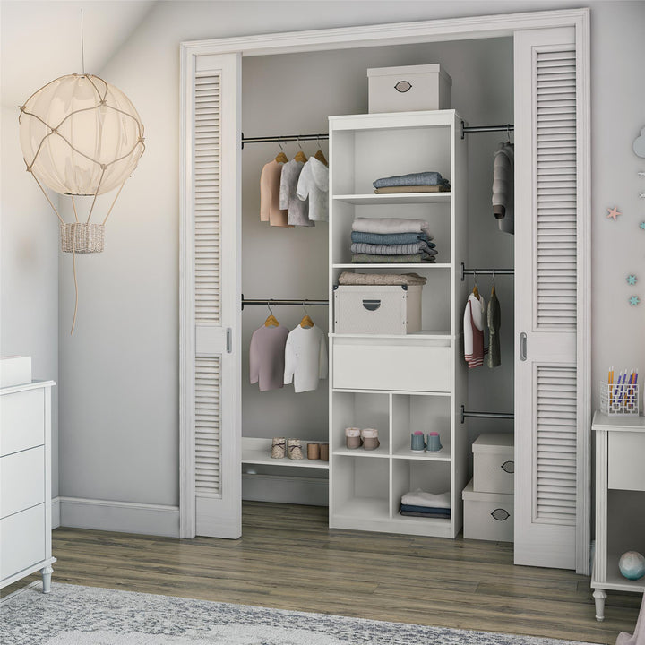 Grow with Me Adjustable Closet Organizer System with Adjustable Poles - White