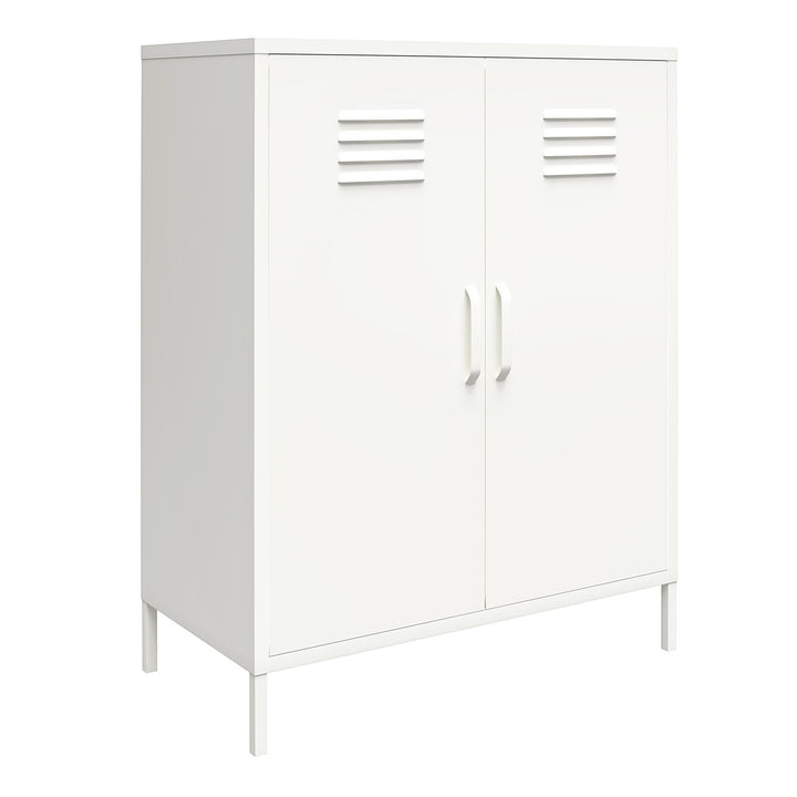 2 door metal cabinet with shelves - White