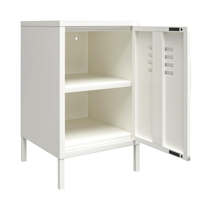 End table cabinet storage - White