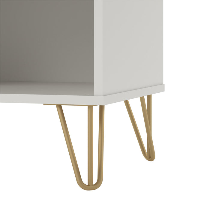Finley Nightstand with 1 Drawer and Gold Hairpin Legs - White