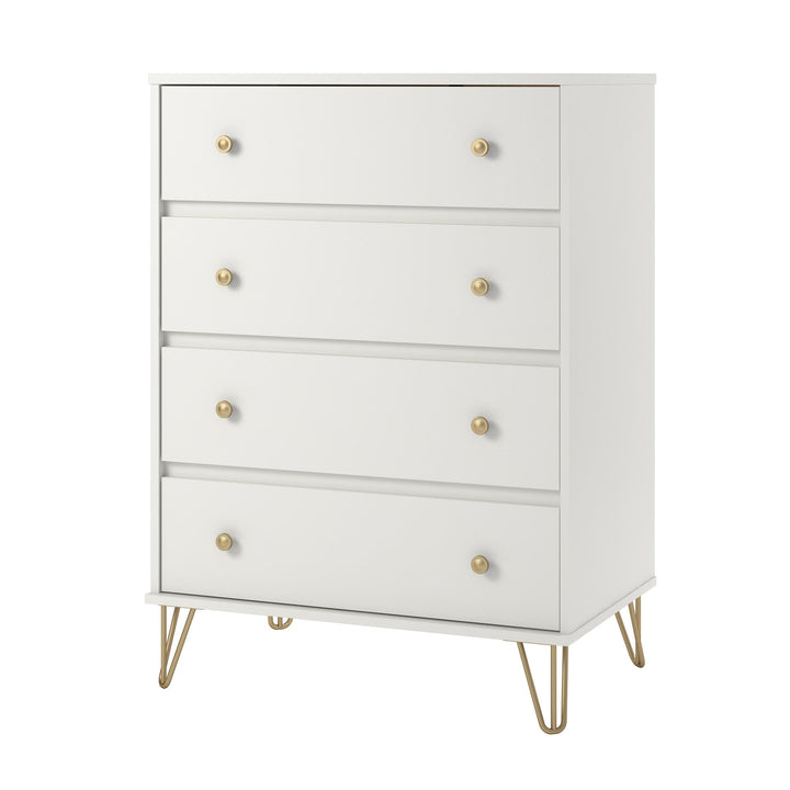 Modern Design 4 Drawer Dresser -  White