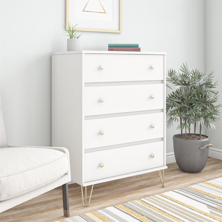 Finley Modern 4 Drawer Dresser -  White