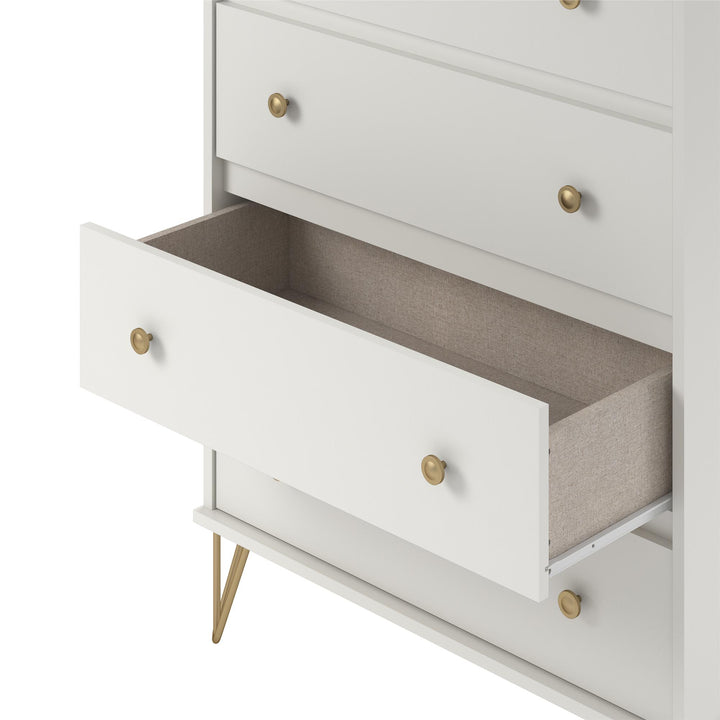4 Drawer Dresser with Finley Design -  White