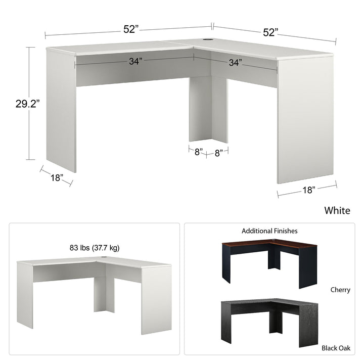 Stylish L-Shaped Desk for Home Office - Cherry