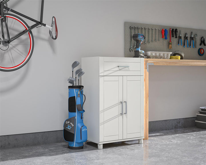 Storage cabinet with drawer and doors -  White