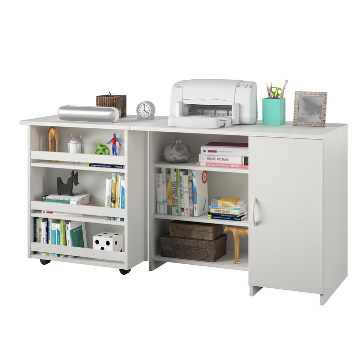 Arleta Swivel Craft Desk and Workbench with Storage  -  White