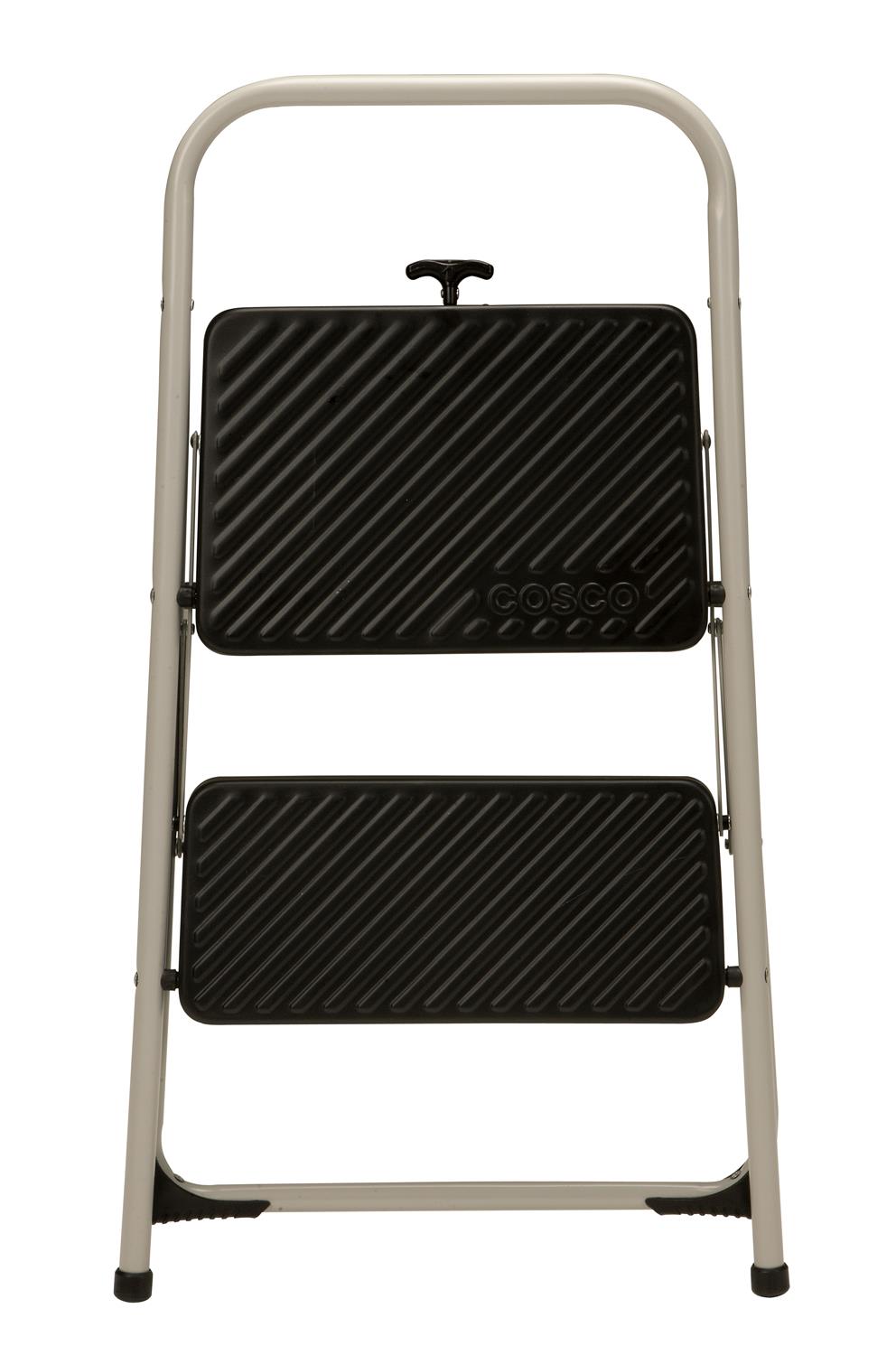 2-Step Household Folding Steel Step Stool - Cool Gray Frame/Black Steps/Di - 2 Step